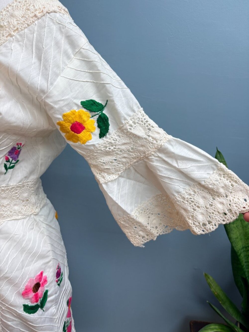 Vintage 70s Style Embroidered Boho Maxi Dress - Picture 3 of 7